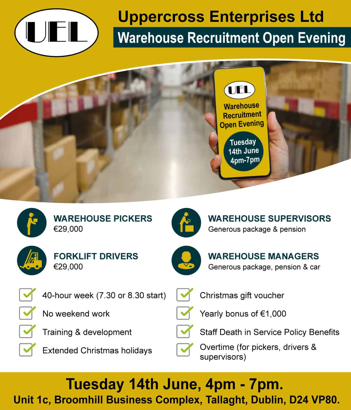 Uppercross Enterprises to host Warehouse Recruitment Open Evening on Tuesday 14th June